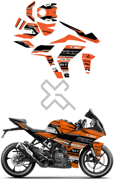 Torkit Edition Full Body Sticker Compatible with RC 125/200/390 | Made In Premium Gloss Vinyl With FPF(Fade Protection Film), Water Proof, Precut Sticker, Pack Of 1 Compatible with Both Side